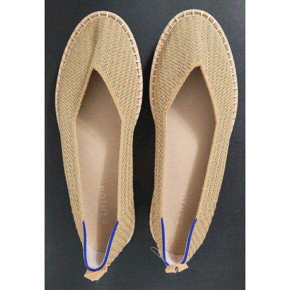 Rothy’s Espadrille Gold Stripe Ballet Wrap Tie Flats Ivory Women’s 10 NWOT Rare - Picture 12 of 13